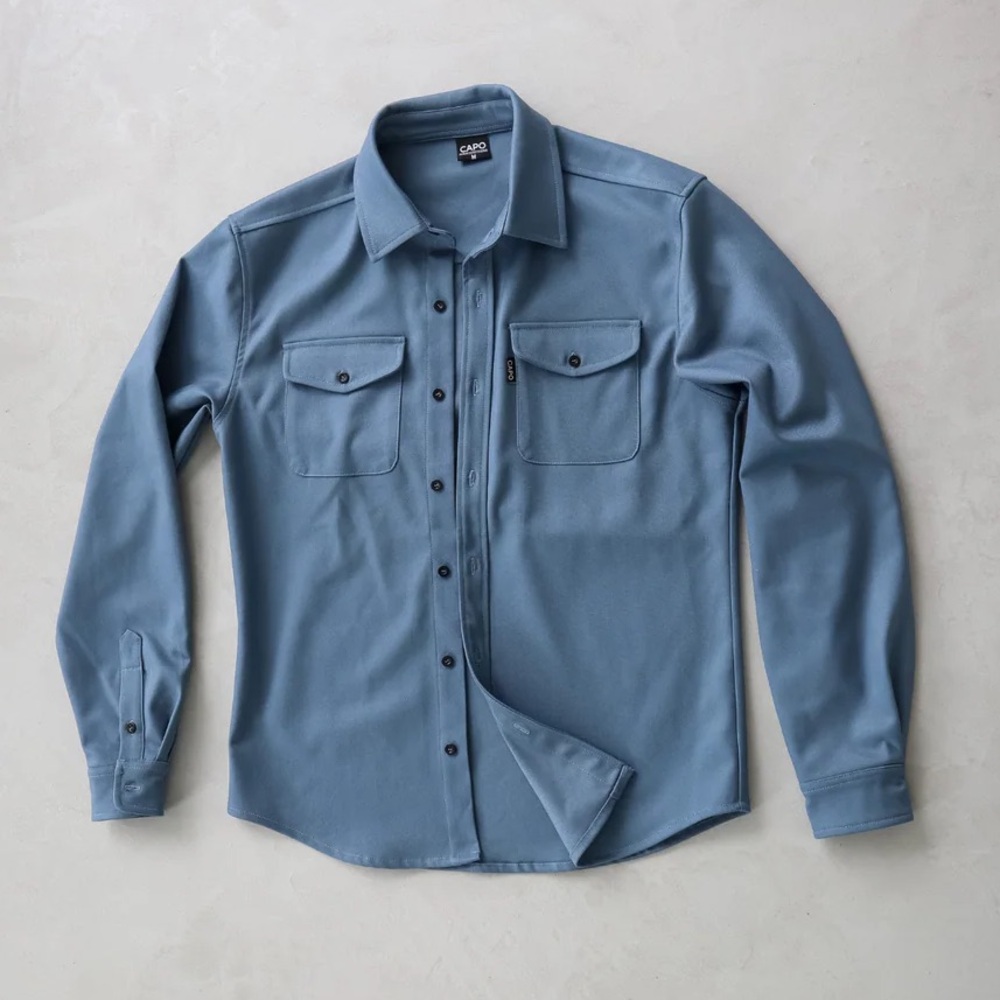 Capo Coastal Blue Overshirt Button-Up Shirt Shacket